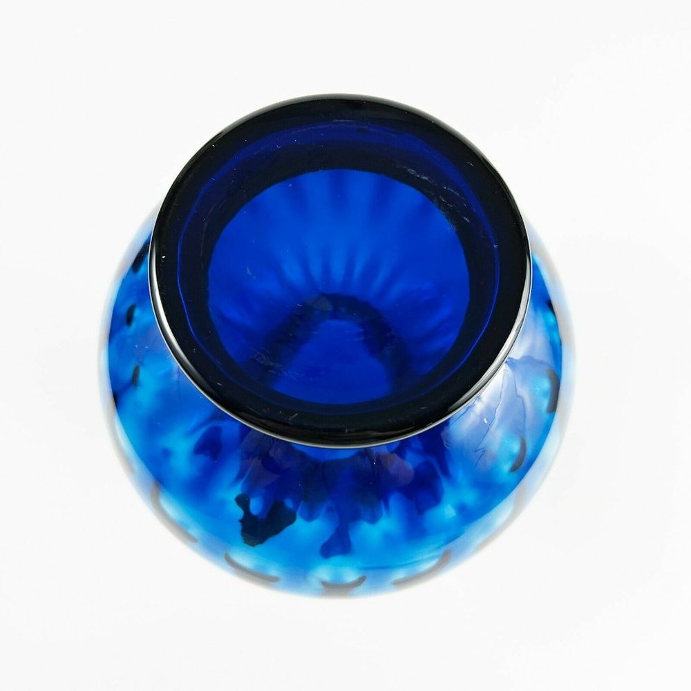 Vintage Mid Century Modern Empoli Cobalt Blue Optic Glass Vase Made in Italy - Picture 7 of 9